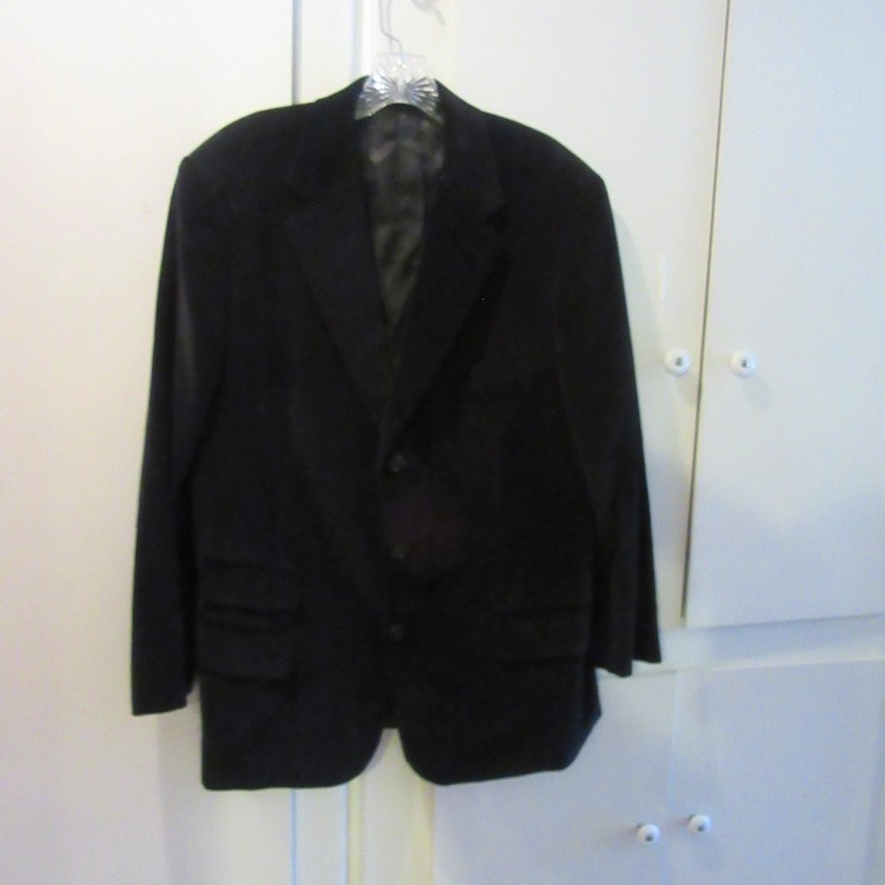 Custom Made David August 3 Button Black Corduroy Sport Coat